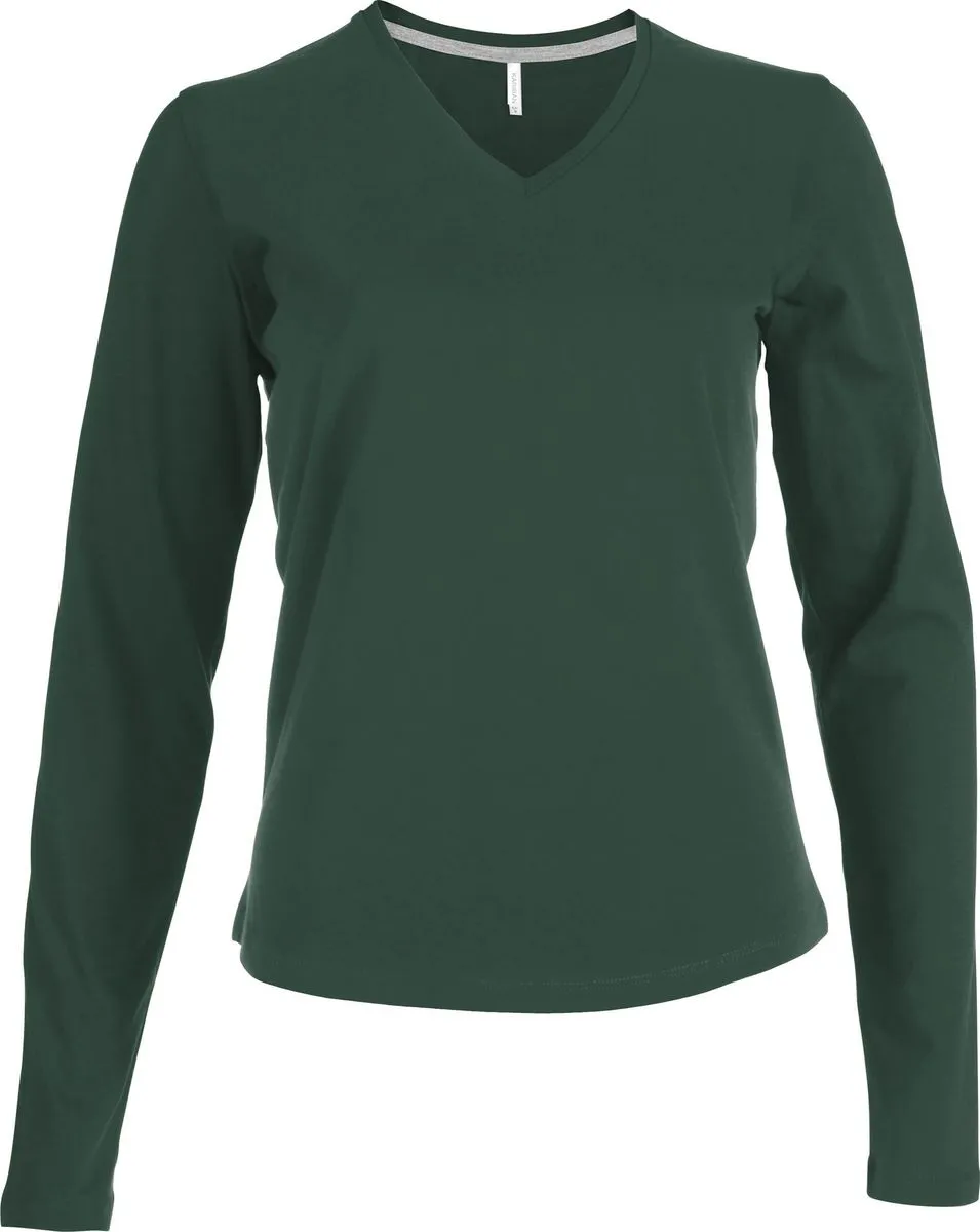 T-shirt manches longues col V - K382 - vert forêt - femme 