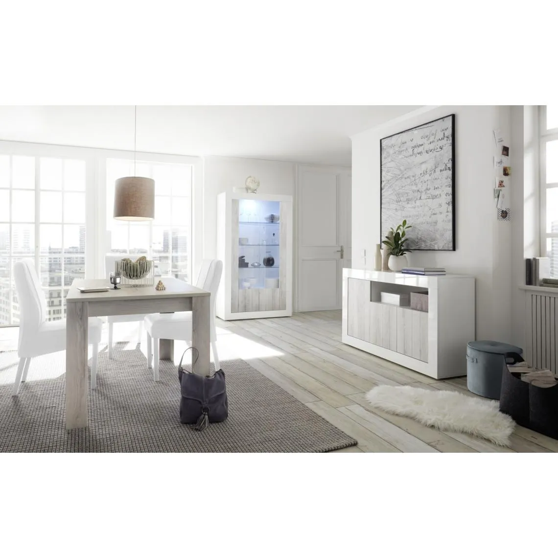 Table extensible Console chene pino blanc | 3 Suisses