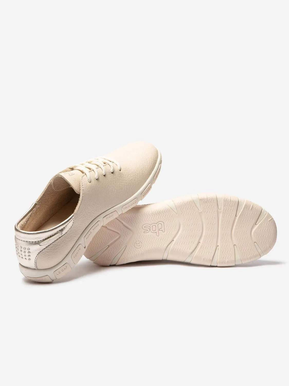 Tennis Femme Confort Cuir Beige tbs