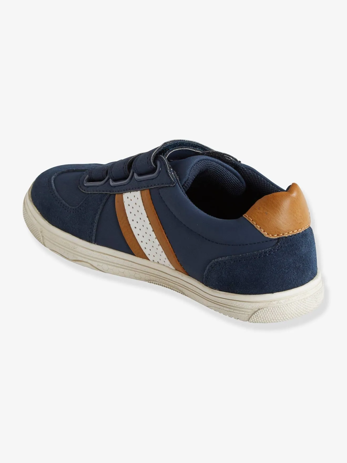 Tennis scratchées garçon bleu fonce uni avec decor - Vertbaudet