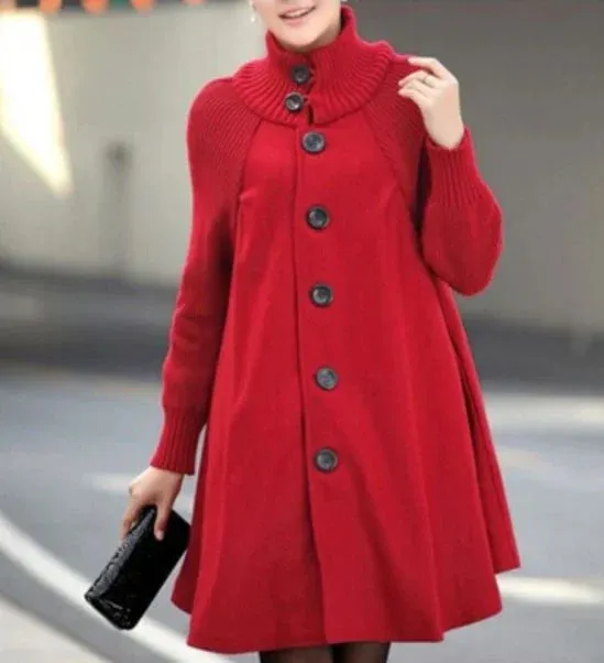 Tere | Manteau à col haut et manches longues avec patchwork