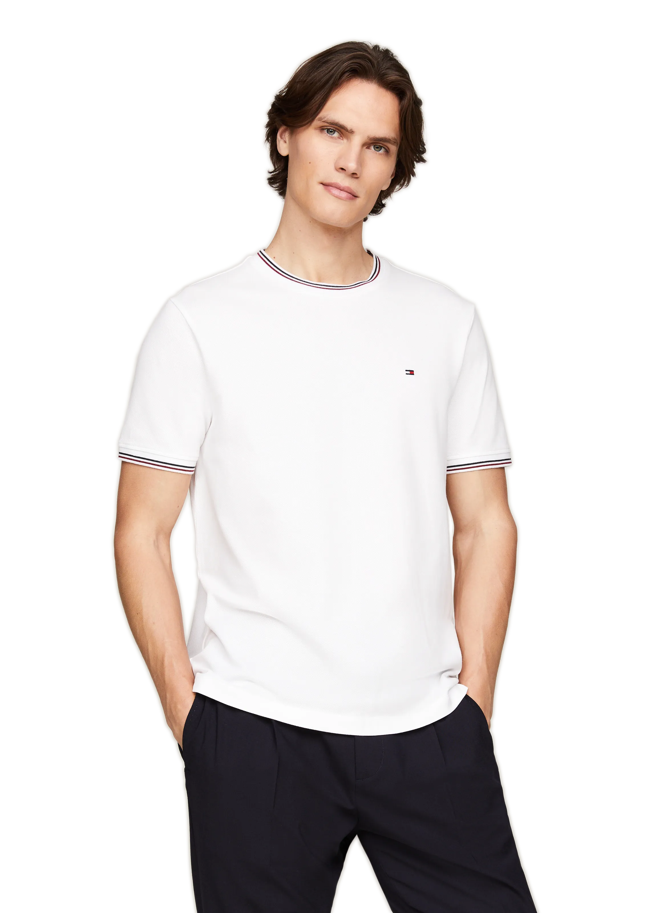 TOMMY HILFIGER  T-shirt en coton  - Blanc