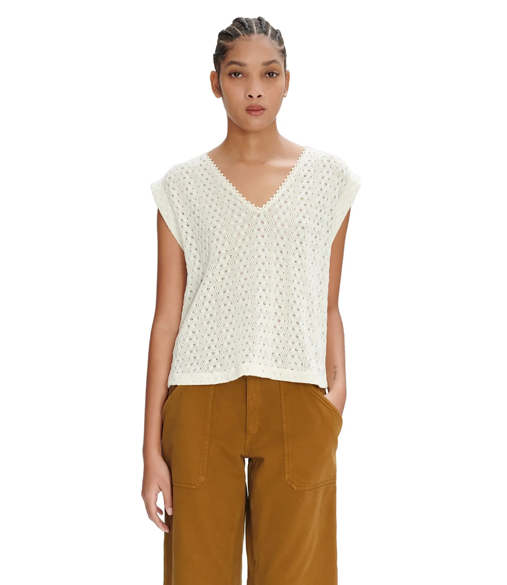 Top Ashley Bleu clair/écru | A.P.C.