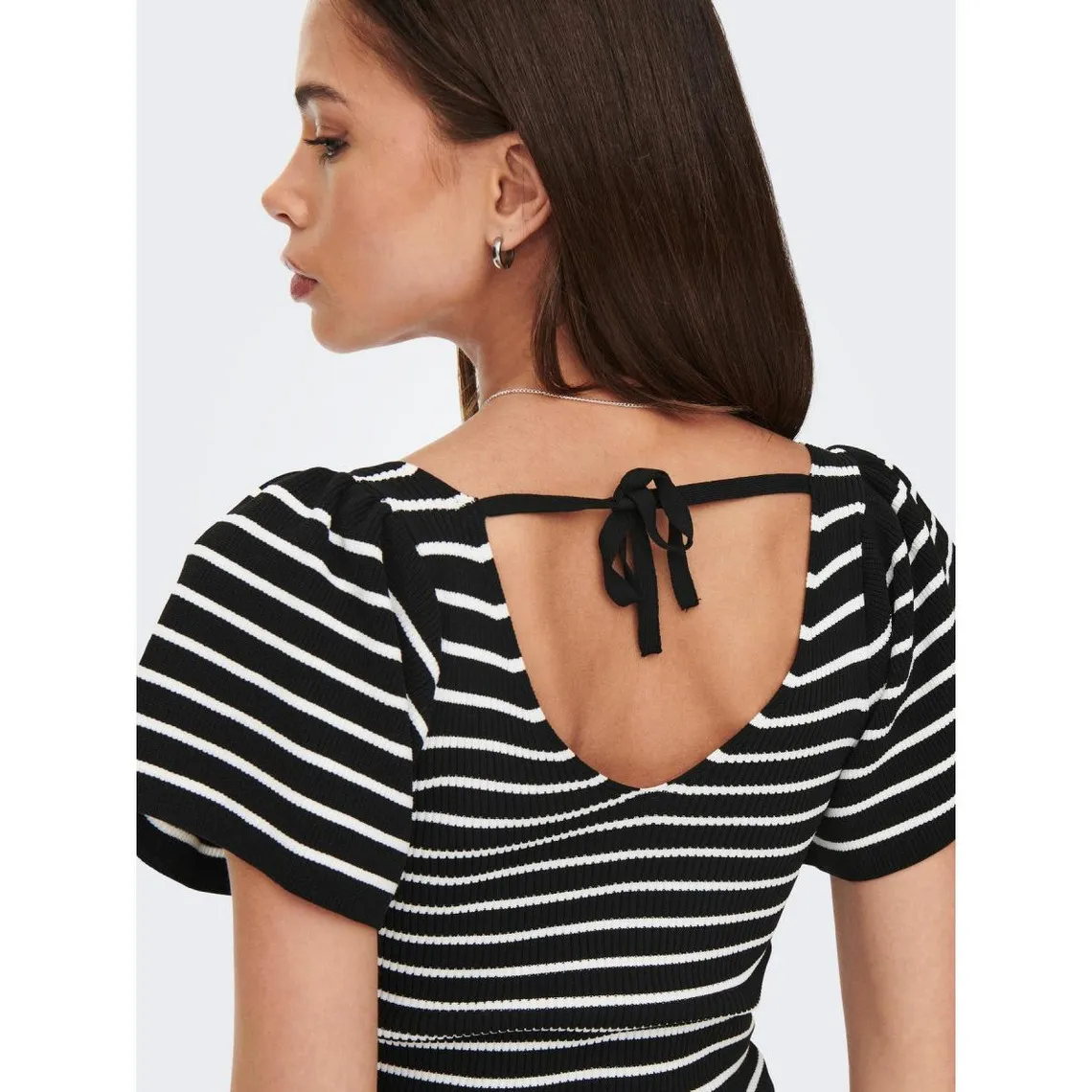 Top Rayures Col en V Manches courtes noir | 3 Suisses