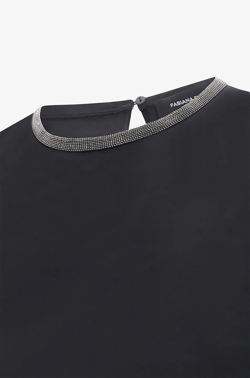 Top sans manches en satin à col brillant