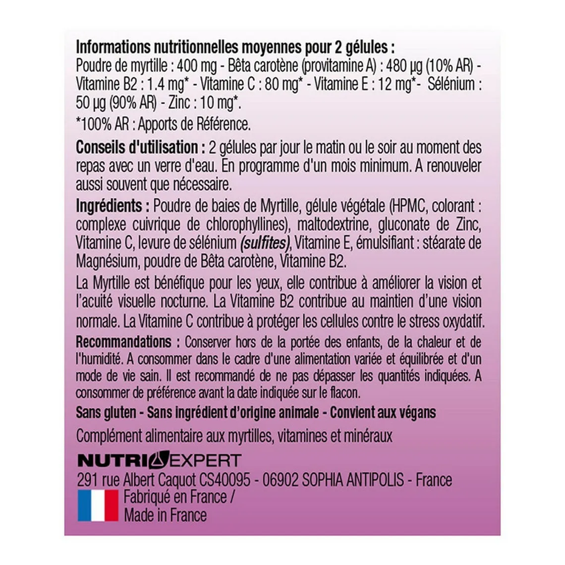 Vision Plus Nutri-expert - Bien-être et relaxation Homme sur MenCorner