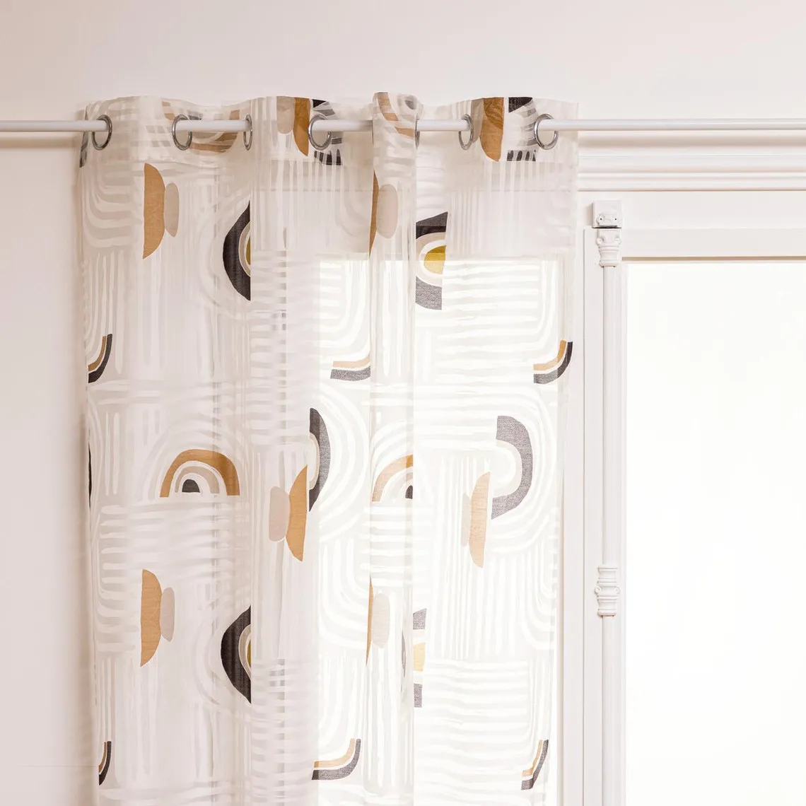 Voilage en viscose beige imprimé ethnik | 3 Suisses